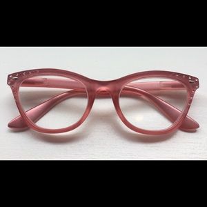 Pearly pink rhinestone reading glass 3.00